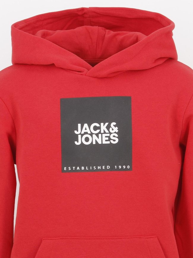 Sweat à capuche lock rouge garçon - Jack & Jones