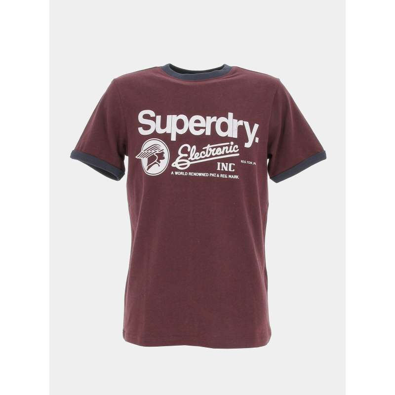 T-shirt vintage ringer bordeaux homme - Superdry