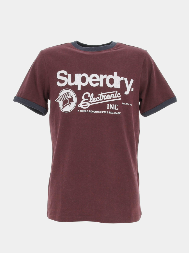 T-shirt vintage ringer bordeaux homme - Superdry