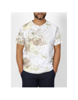 T-shirt guven à fleurs blanc homme - Izac