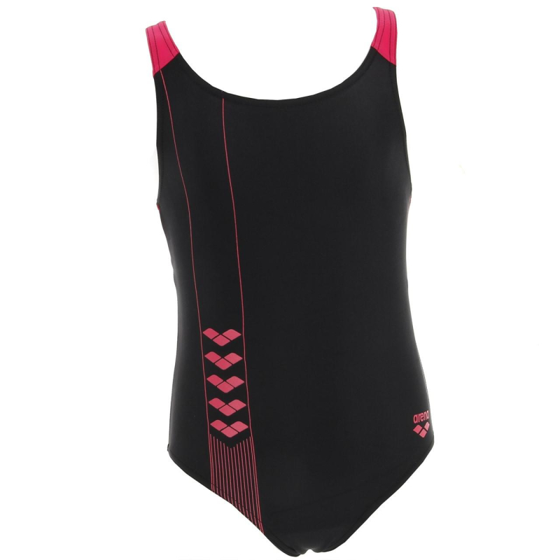 Maillot de bain 1 pièce linear noir/fuschia fille - Arena