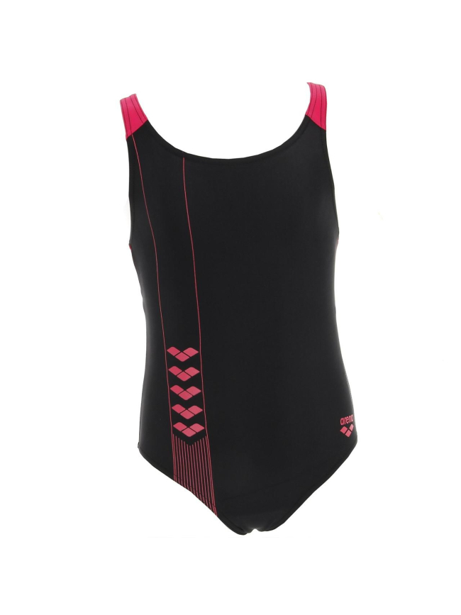 Maillot de bain 1 pièce linear noir/fuschia fille - Arena