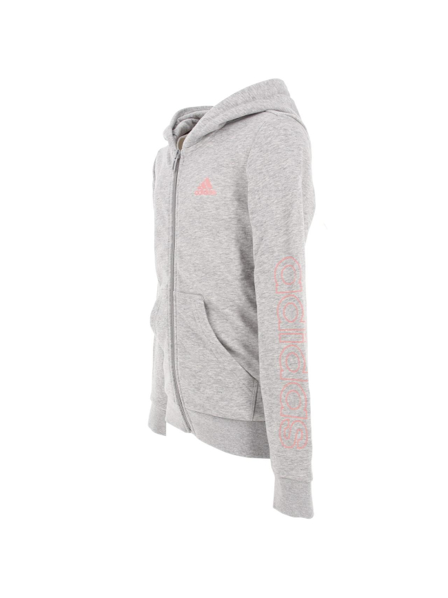 Sweat zippé à capuche gris fille - Adidas