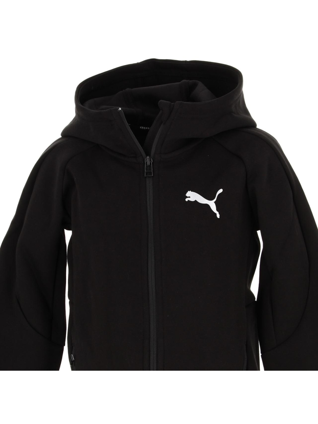 Sweat à capuche zippé evostripe noir enfant - Puma