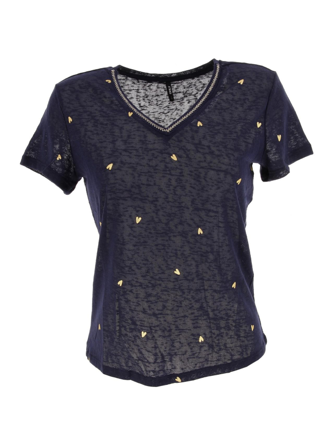 T-shirt coeurs stephania bleu marine femme - Only