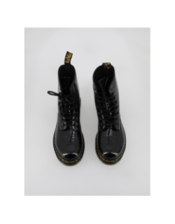 Boots black patent leopard noir vernis femme - Dr Martens