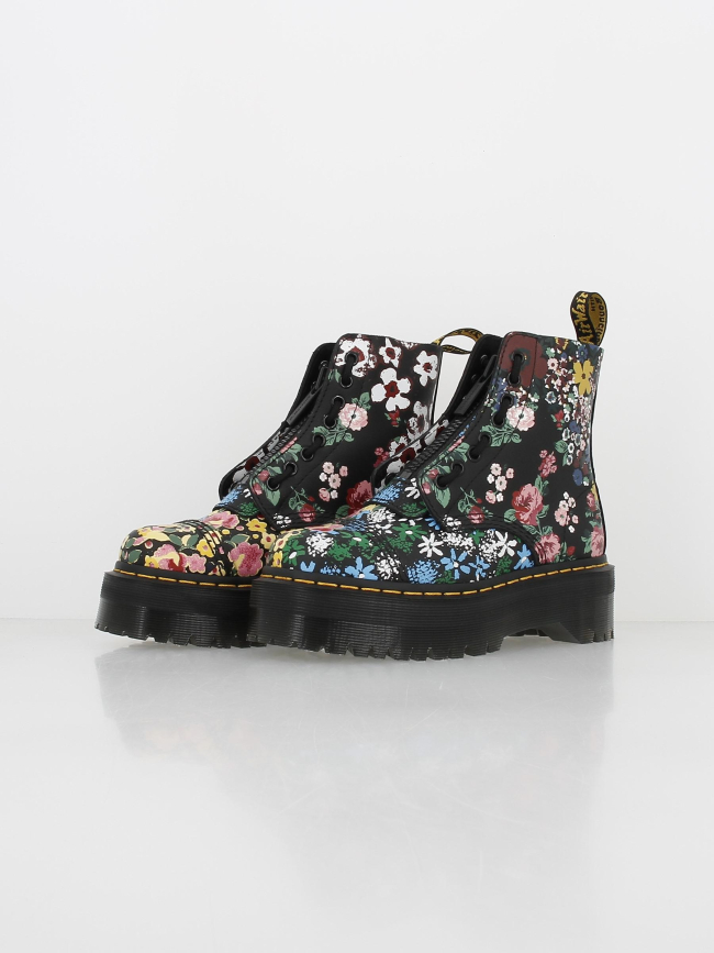 Boots plateforme floral noir femme - Dr Martens
