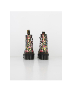Boots plateforme floral noir femme - Dr Martens