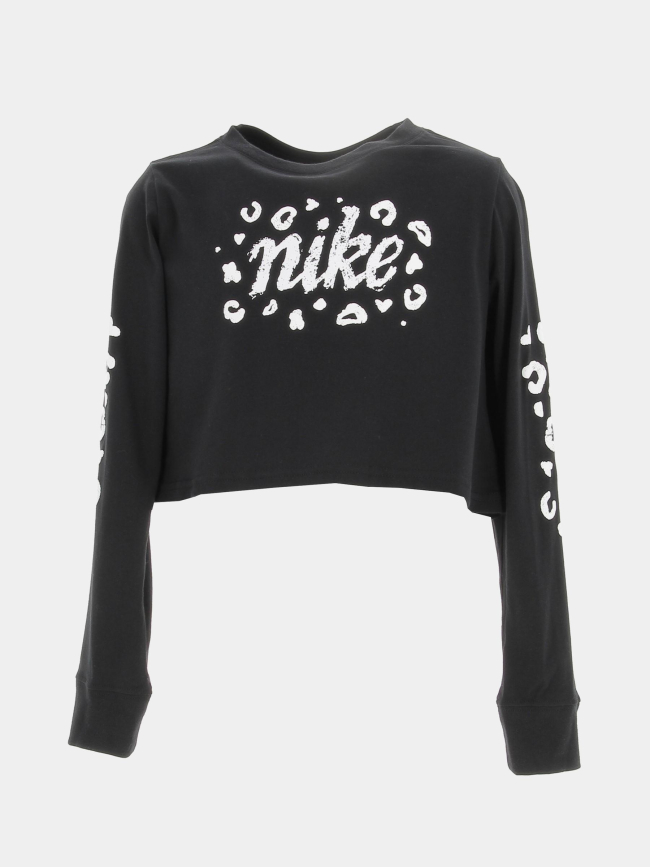 T-shirt manches longues crop icon noir fille - Nike