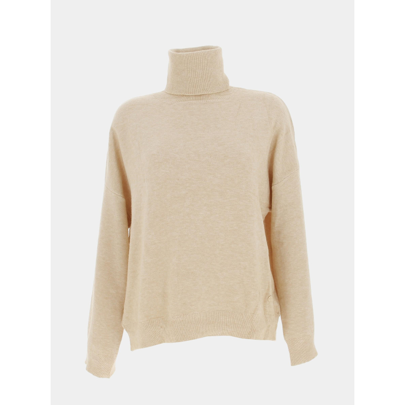 Pull ample col roulé leora beige femme - La Petite Etoile