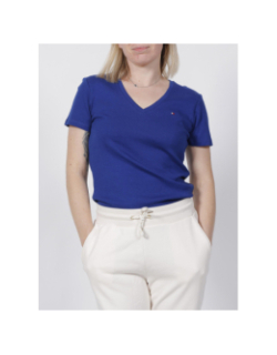 T-shirt slim solid bleu femme - Tommy Hilfiger