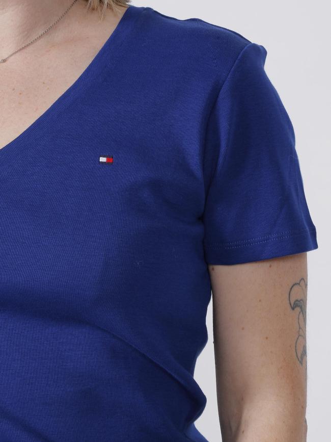 T-shirt slim solid bleu femme - Tommy Hilfiger