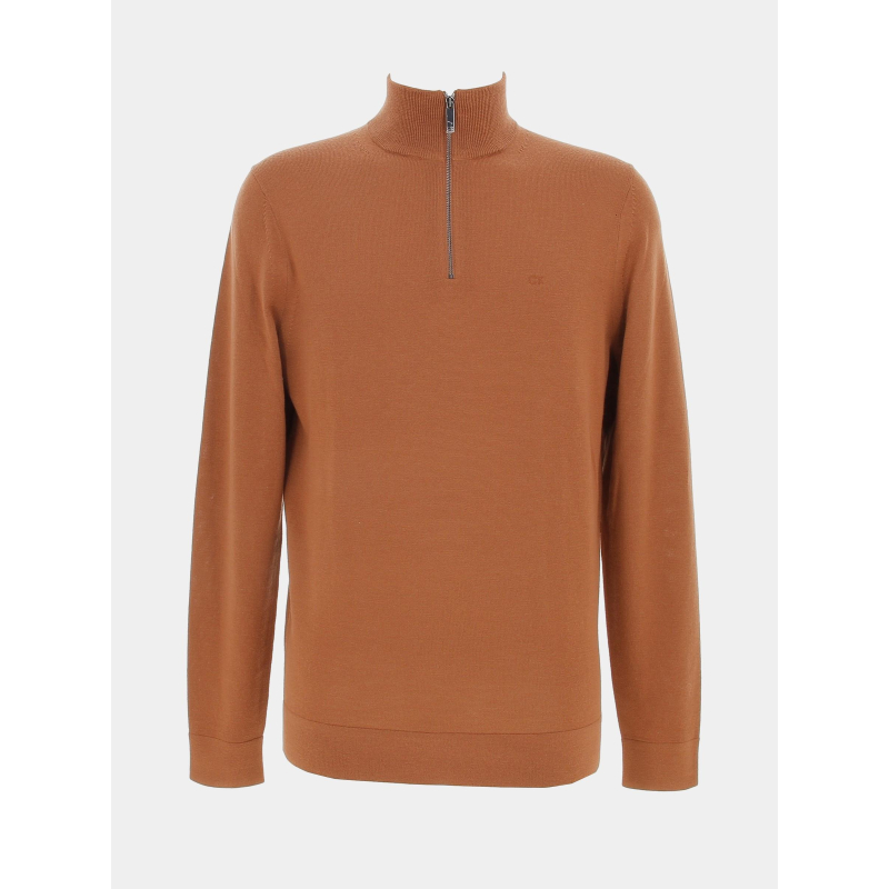 Pull en laine superior zip marron homme - Calvin Klein