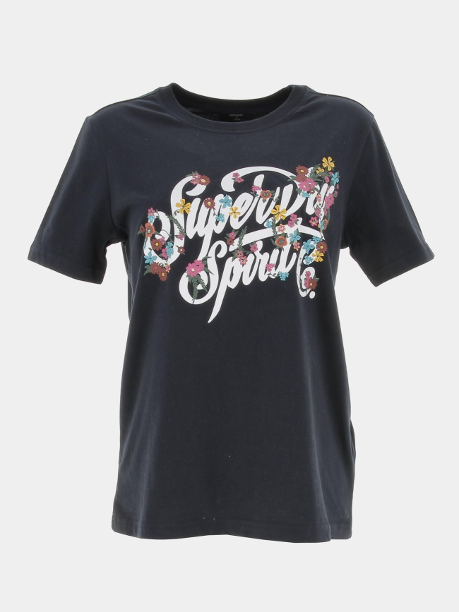 T-shirt script floral bleu marine femme - Superdry