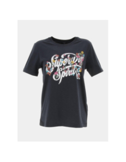 T-shirt script floral bleu marine femme - Superdry