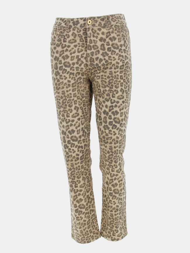 Pantalon taille haute léopard beige femme - Véro Moda