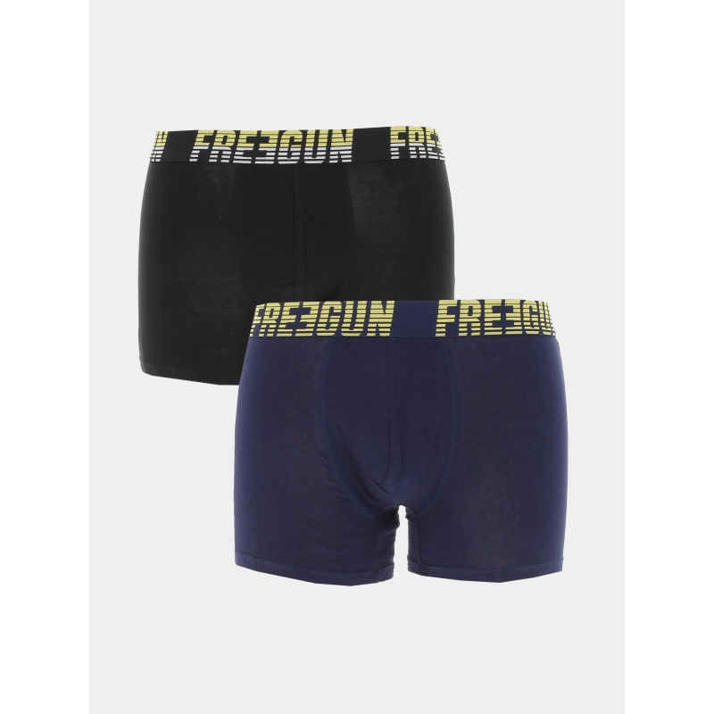 Pack 2 boxers coton noir/bleu homme - Freegun