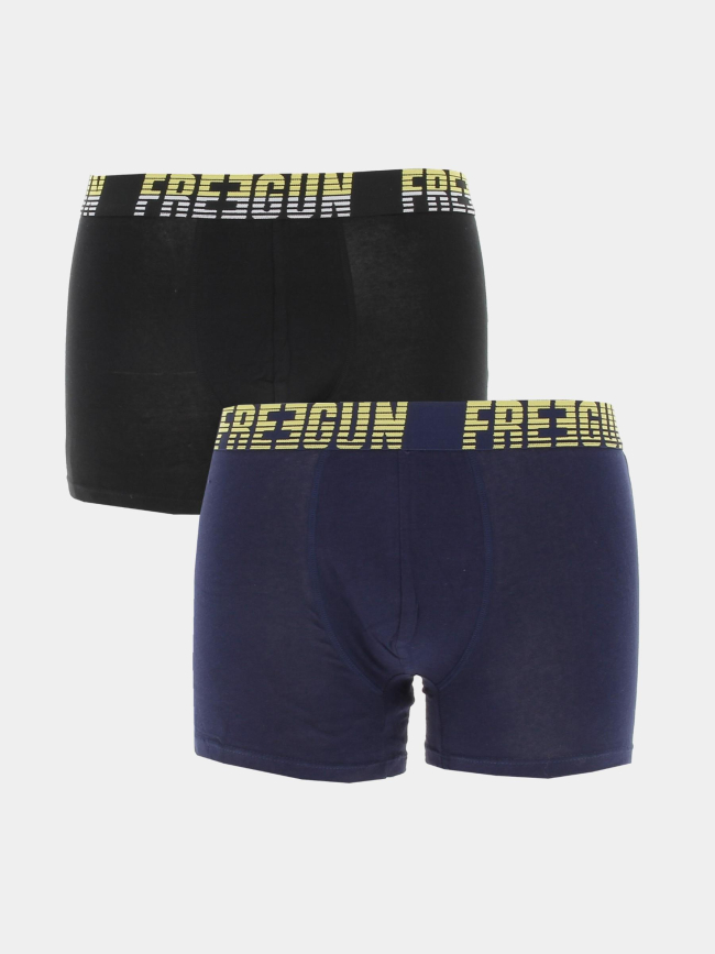 Pack 2 boxers coton noir/bleu homme - Freegun