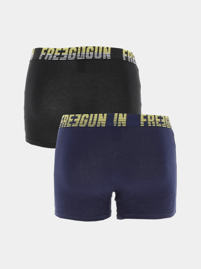Pack 2 boxers coton noir/bleu homme - Freegun