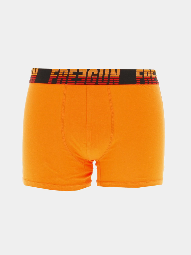 Pack 2 boxers coton noir/orange homme - Freegun