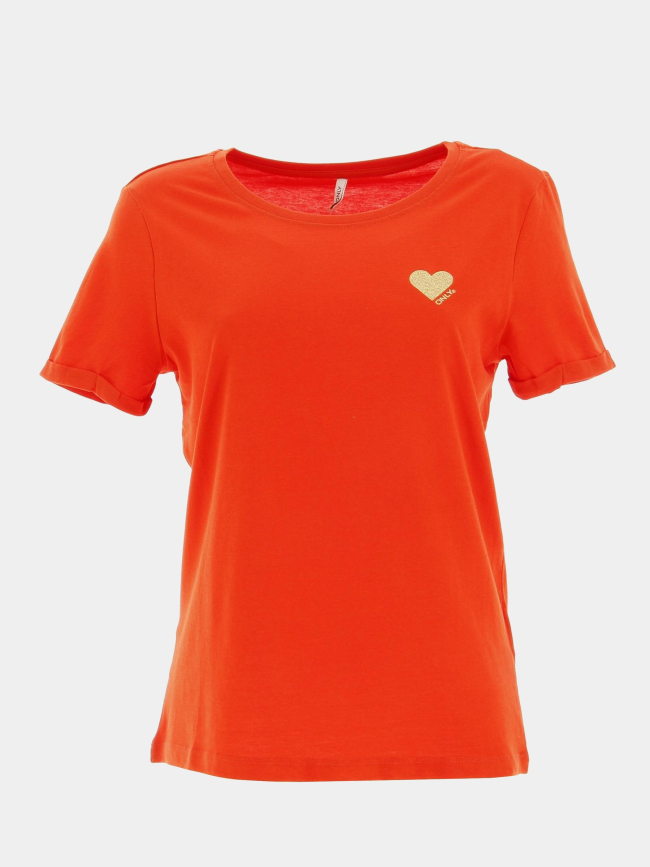 T-shirt kita life coeur orange femme - Only