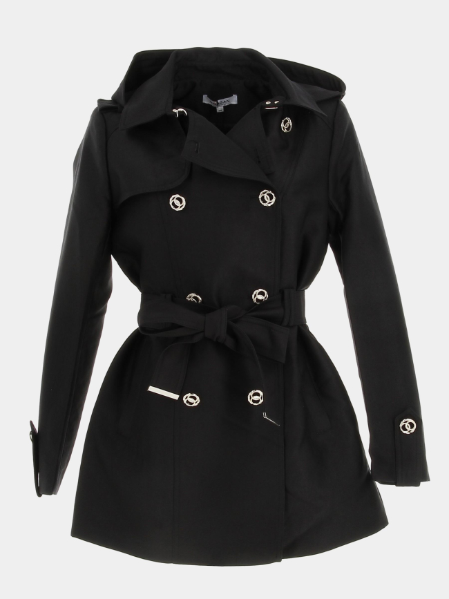 Trench à capuche amovible gedeo noir femme - Morgan
