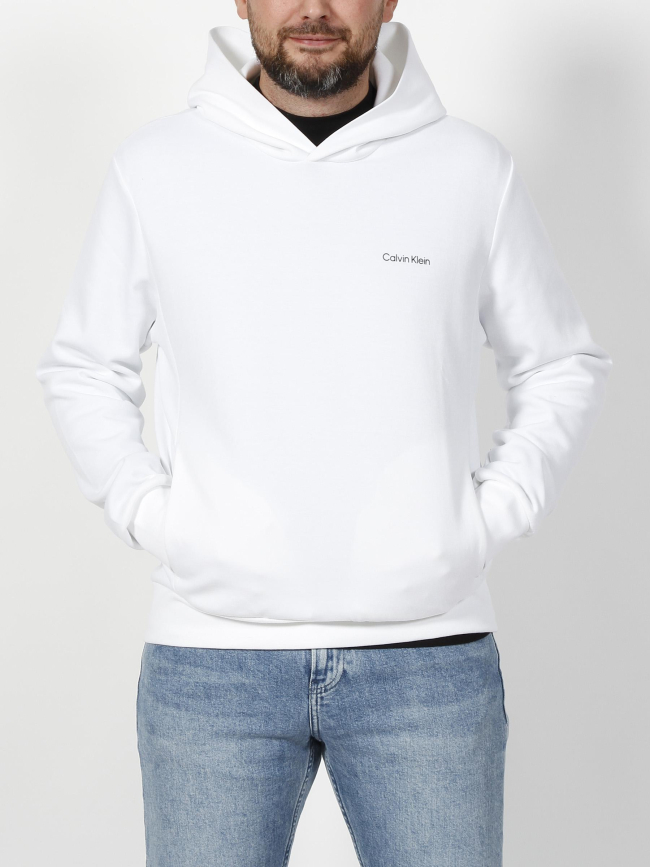 Sweat à capuche micro logo blanc homme - Calvin Klein