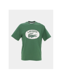T-shirt imprimés logo rond vert homme - Lacoste