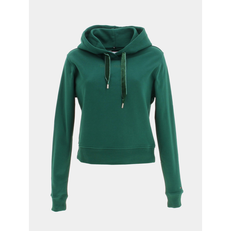 Sweat à capuche crop reg vert femme - Tommy Hilfiger