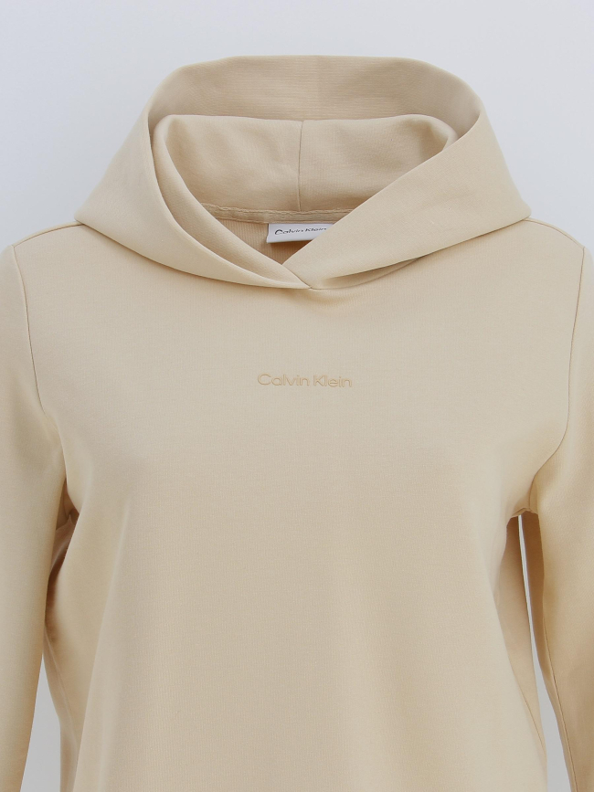 Sweat à capuche micro logo beige femme - Calvin Klein