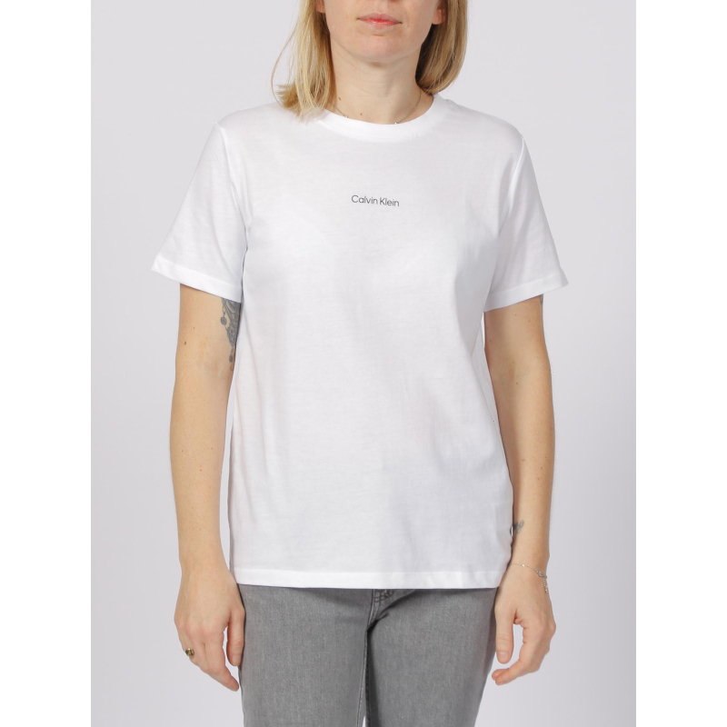 T-shirt regular micro logo blanc femme - Calvin Klein