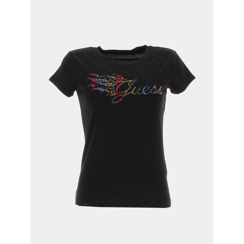 T-shirt flame logo noir femme - Guess