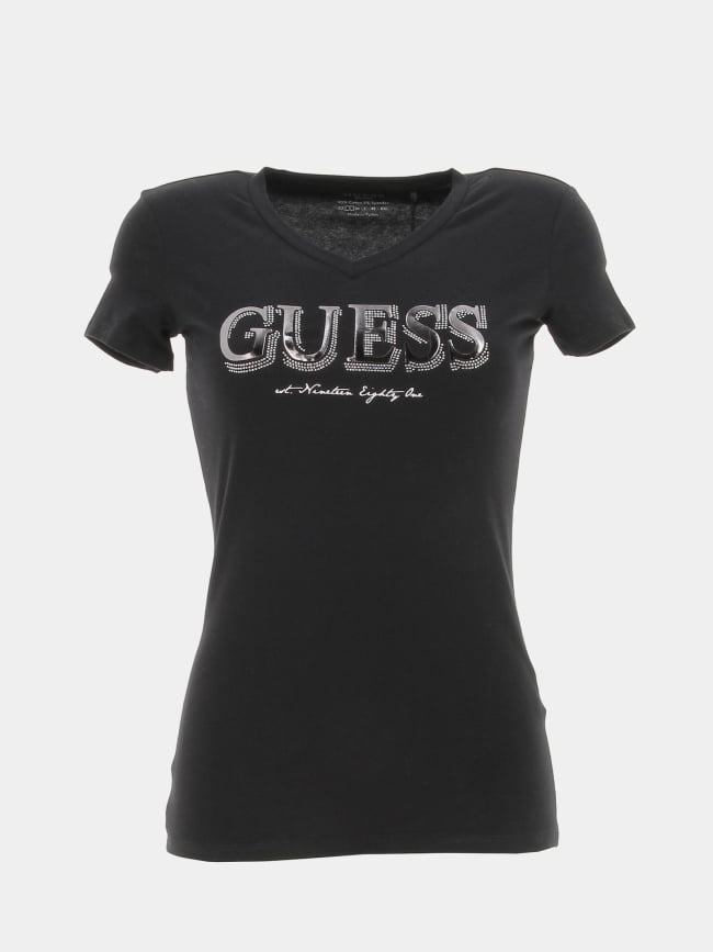 T-shirt strass trine noir femme - Guess
