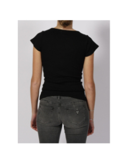T-shirt henley strass noir femme - Guess