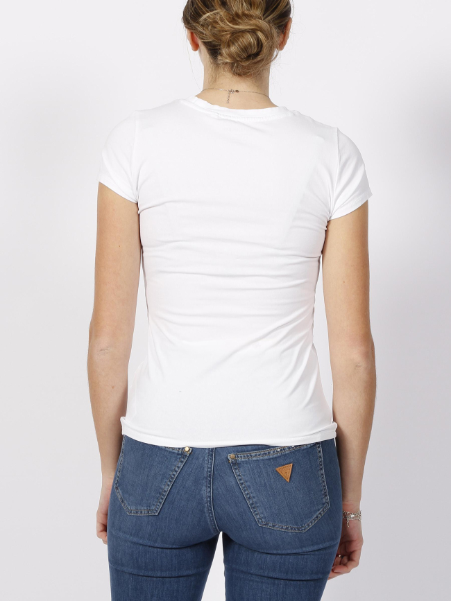 T-shirt eyelet floral logo blanc femme - Guess