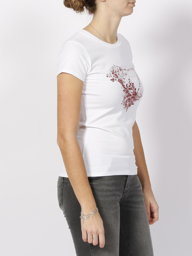 T-shirt triangle logo r3 blanc femme - Guess