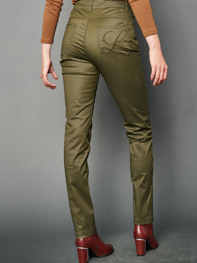 Pantalon enduit pia vert femme - Delahaye
