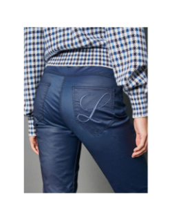 Pantalon enduit pia bleu marine femme - Delahaye