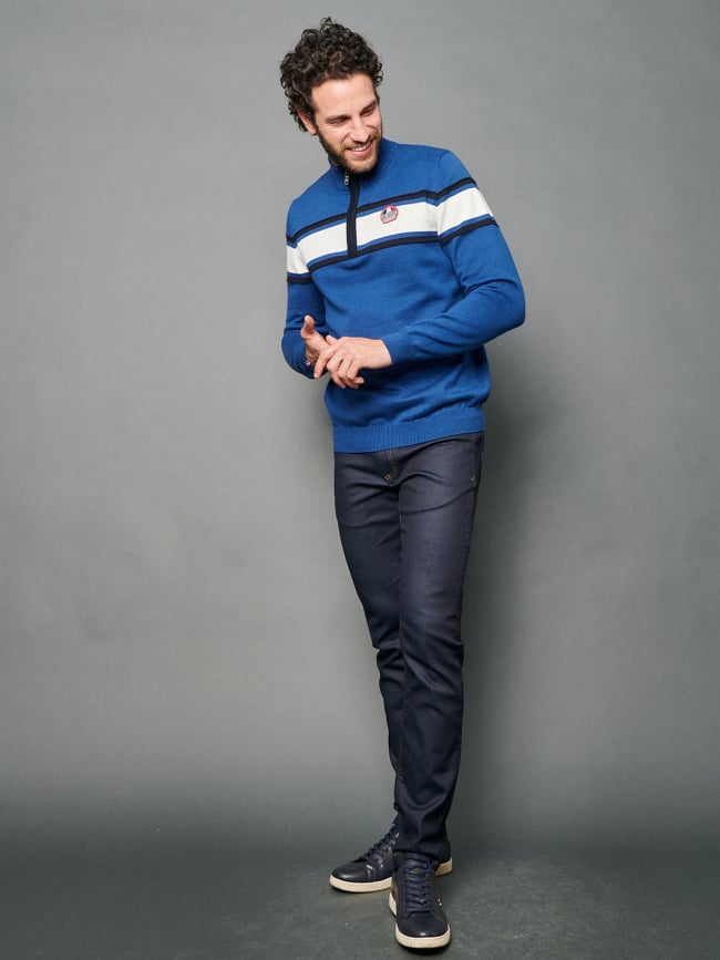 Pull thibaut klein bleu homme - Delahaye