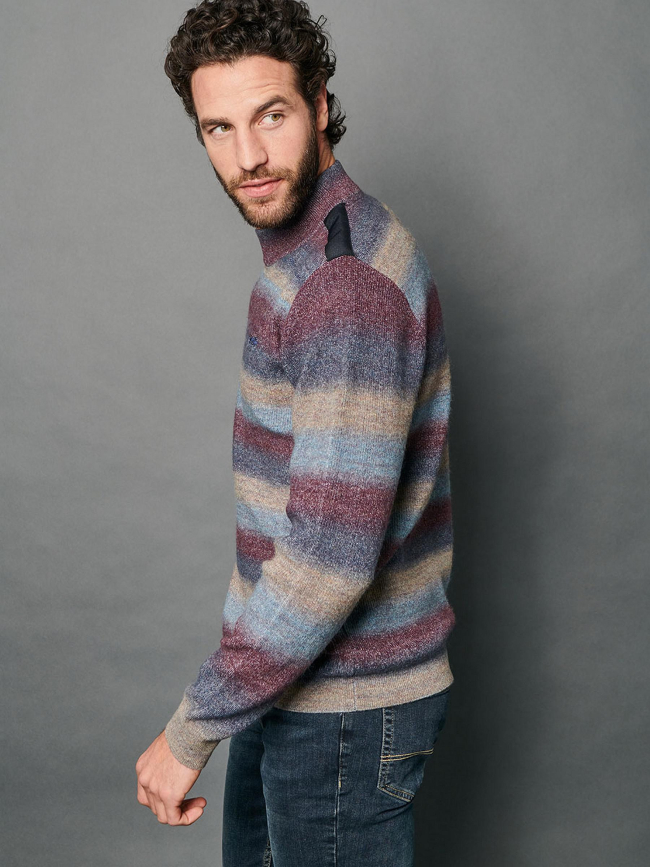 Pull tony pétrole multicolore homme - Delahaye