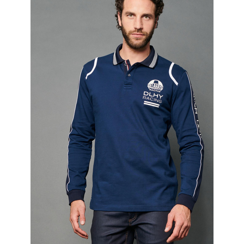 Polo manches longues raf bleu marine homme - Delahaye
