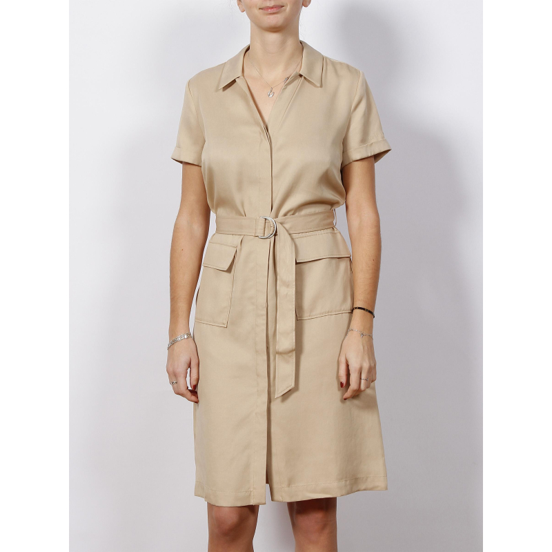 Robe chemise utility tencel beige femme - Calvin Klein