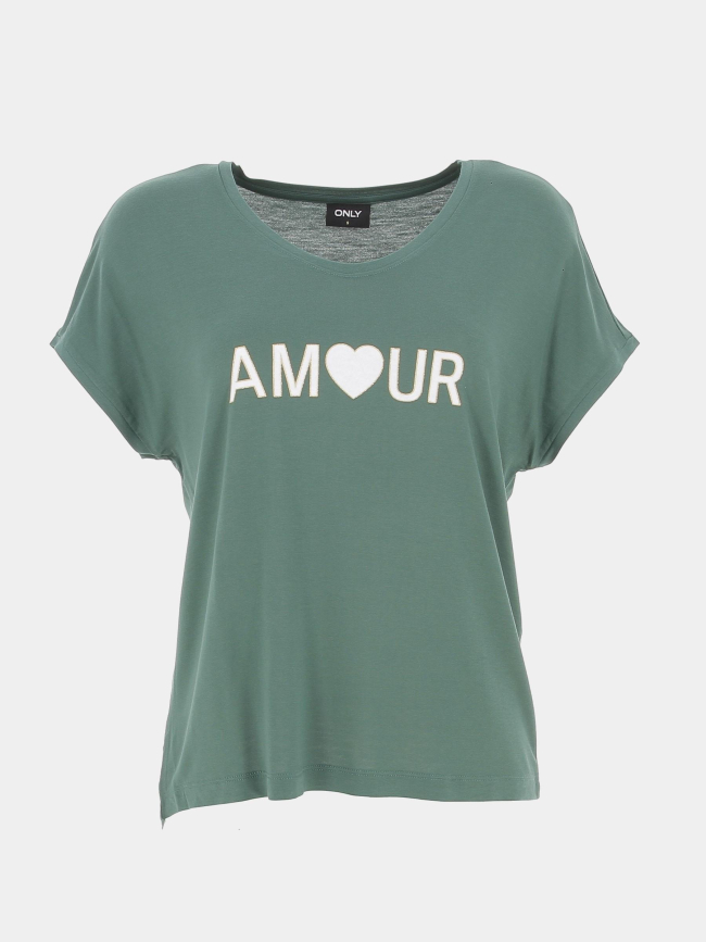 T-shirt harrina amour vert femme - Only