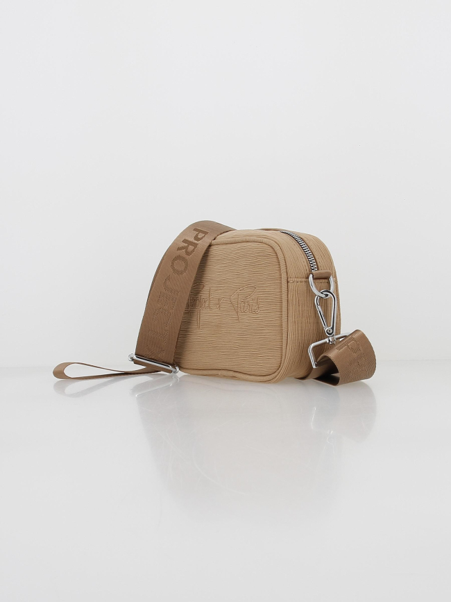Sac bandoulière logo brodé taupe femme - Project X Paris