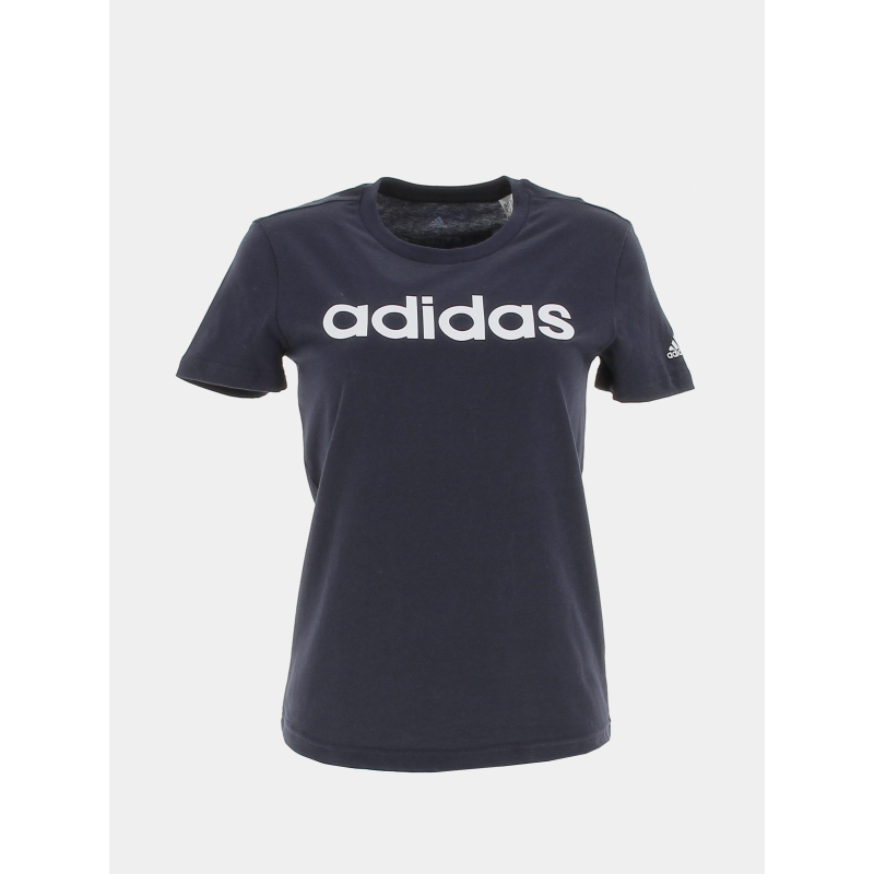 T-shirt linear logo slim bleu marine femme - Adidas