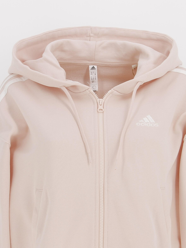 Sweat à capuche zippé loose fit 3 stripes rose femme - Adidas