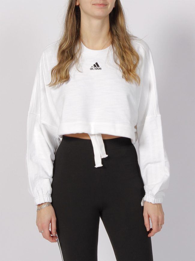 Sweat crop oversize dance blanc femme - Adidas