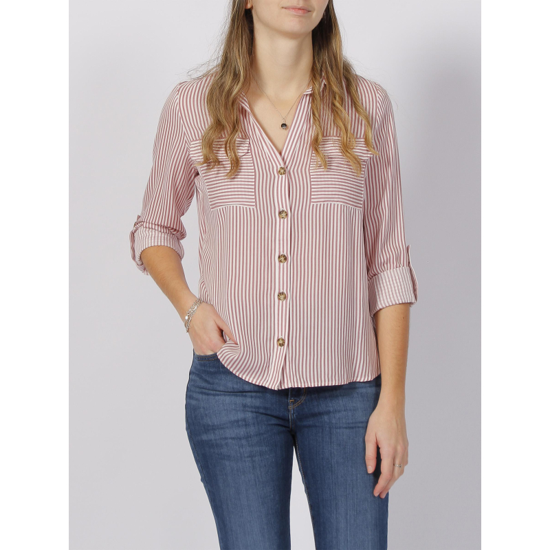 Chemise rayée bumpy rose/blanc femme - Vero Moda