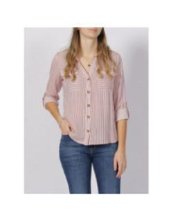 Chemise rayée bumpy rose/blanc femme - Véro Moda