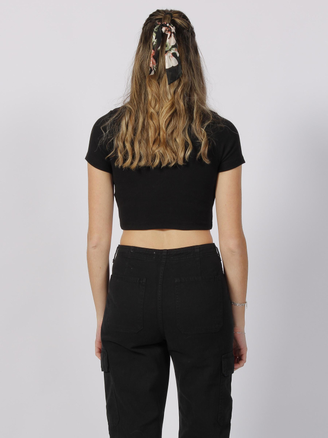 T-shirt crop côtelé florie noir femme - JJXX